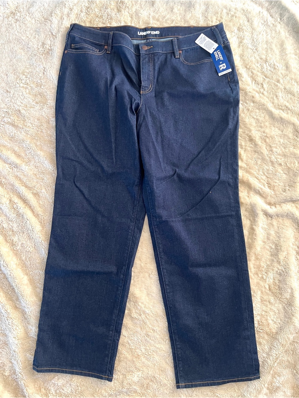 NWT LANDS END x RECOVER Woman's Dark Wash Low Rise Casuals Jeans Size 20W